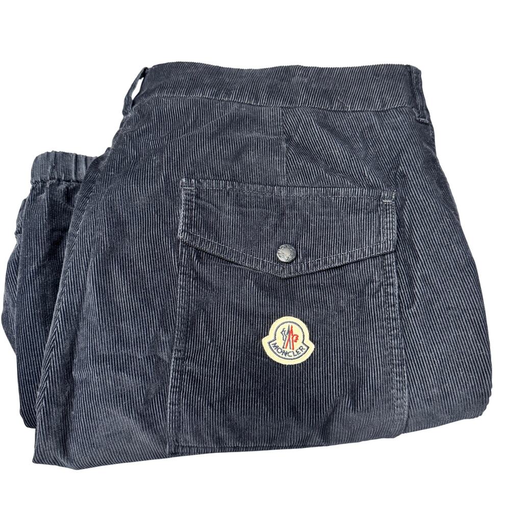 Moncler Corduroy Cargo Pants Convertible Navy Blue Zip Off Tech Leg Mens US 38